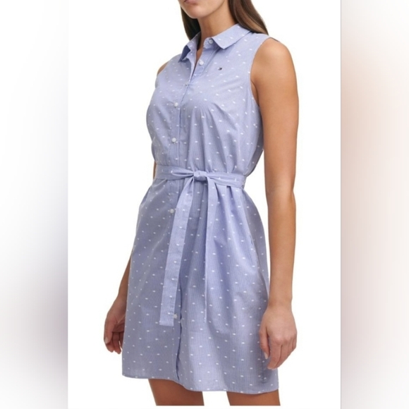 Tommy Hilfiger Dresses & Skirts - Tommy Hilfiger Women's Shirt Dress Sleeveless Dutch Blue Pockets COTTON Size 10
